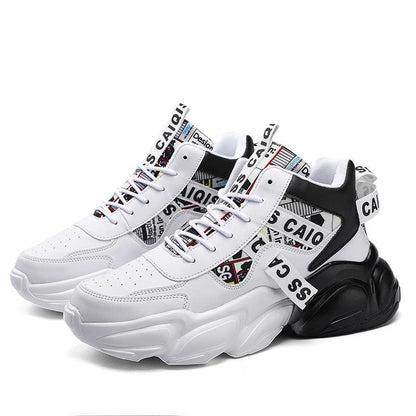 High-top Leather Basketball Shoes Velvet Warm Cotton Shoes Heighten Casual Shoes - Hipster Collections