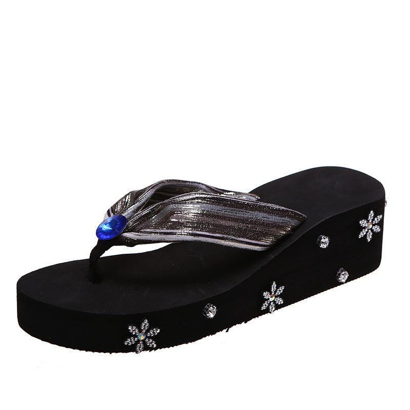 Women Slippers With Rhinestones - Hipster Collections