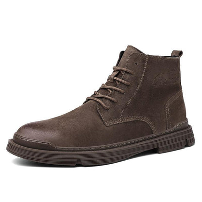 Round Toe Top Layer Cowhide Casual Men's Leather Boots - Hipster Collections