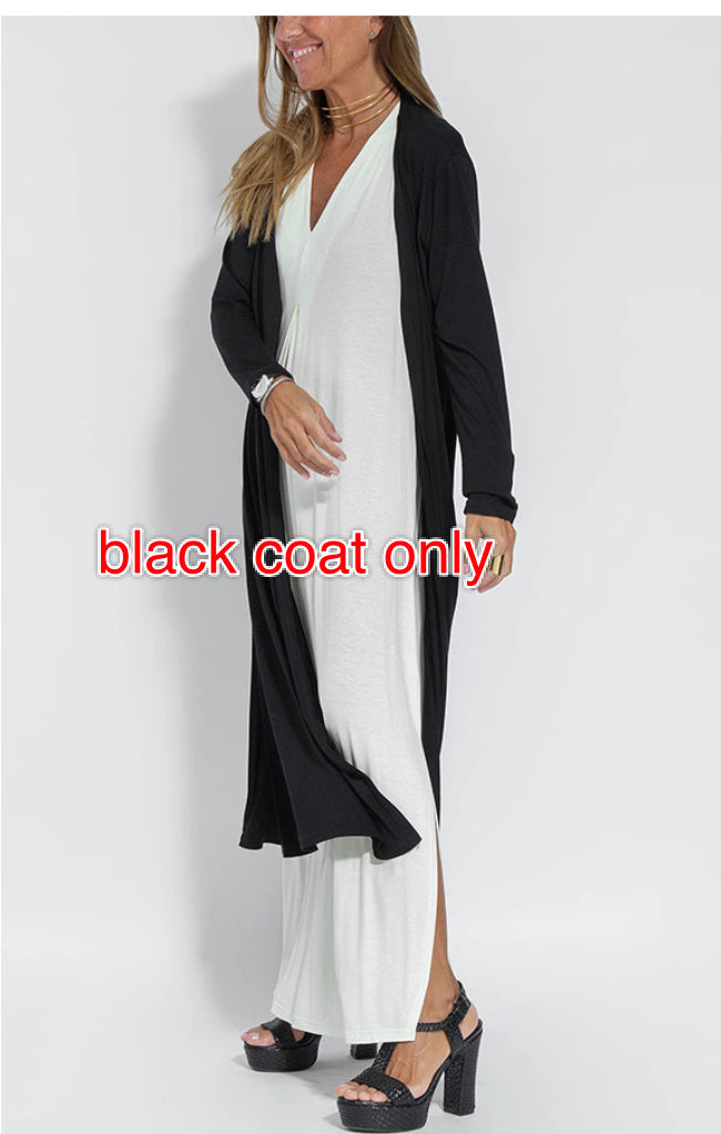 V-neck Sleeveless Dress with Long Cardigan Jacket Suit - Hipster Collections