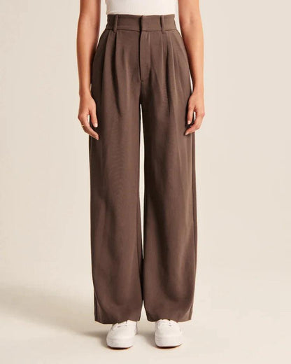 High Waist Straight Trousers With Pockets Wide Leg Casual Pants For Women - Hipster Collections