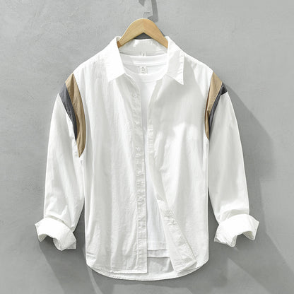 Stitching Contrast Color Japanese Style Long Sleeve Shirt - Hipster Collections