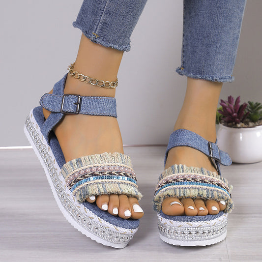 Tassel Denim Sandals - Hipster Collections