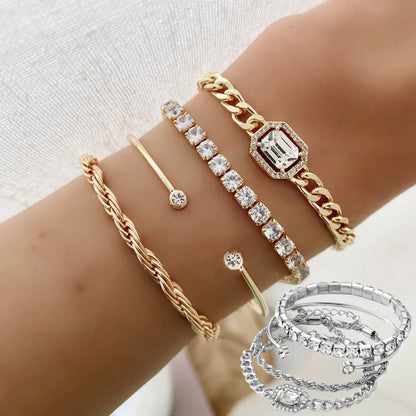 4 Pcs Crystal Bracelet Set Bohemian Design For Women - Hipster Collections