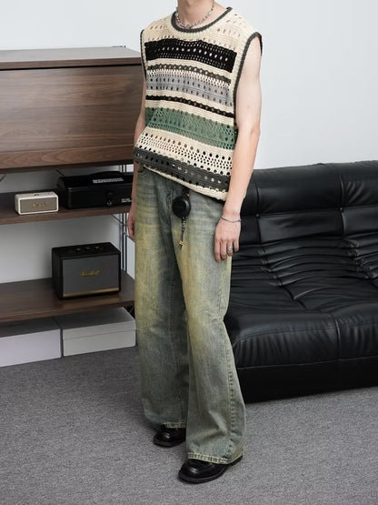 Loose All-match American Retro Distressed Wide-leg Jeans For Men