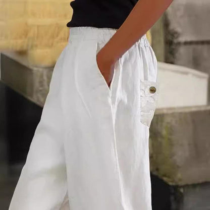 Women's Cropped Pants Casual Loose All-matching Elastic Waistband Trousers - Hipster Collections
