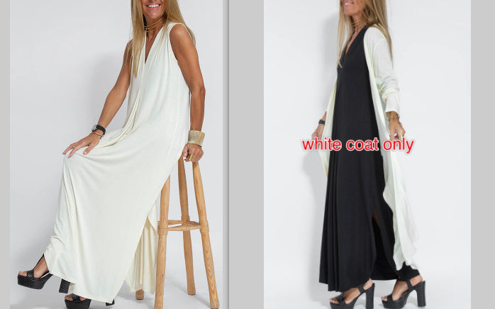 V-neck Sleeveless Dress with Long Cardigan Jacket Suit - Hipster Collections