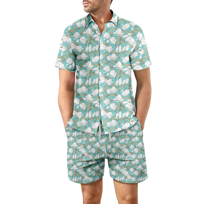 Printed Beach Shirt and Drawstring Pockets Shorts - Hipster Collections