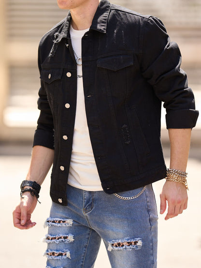 Spring And Autumn Men's Casual Jacket Youth Slim Fit Fashion Ripped Denim Coat - Hipster Collections