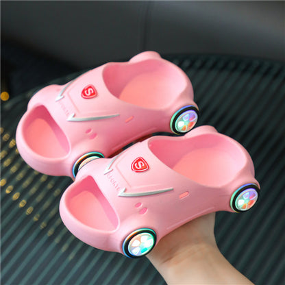 Unisex Kids Glowing Slippers Cartoon Car Sandals