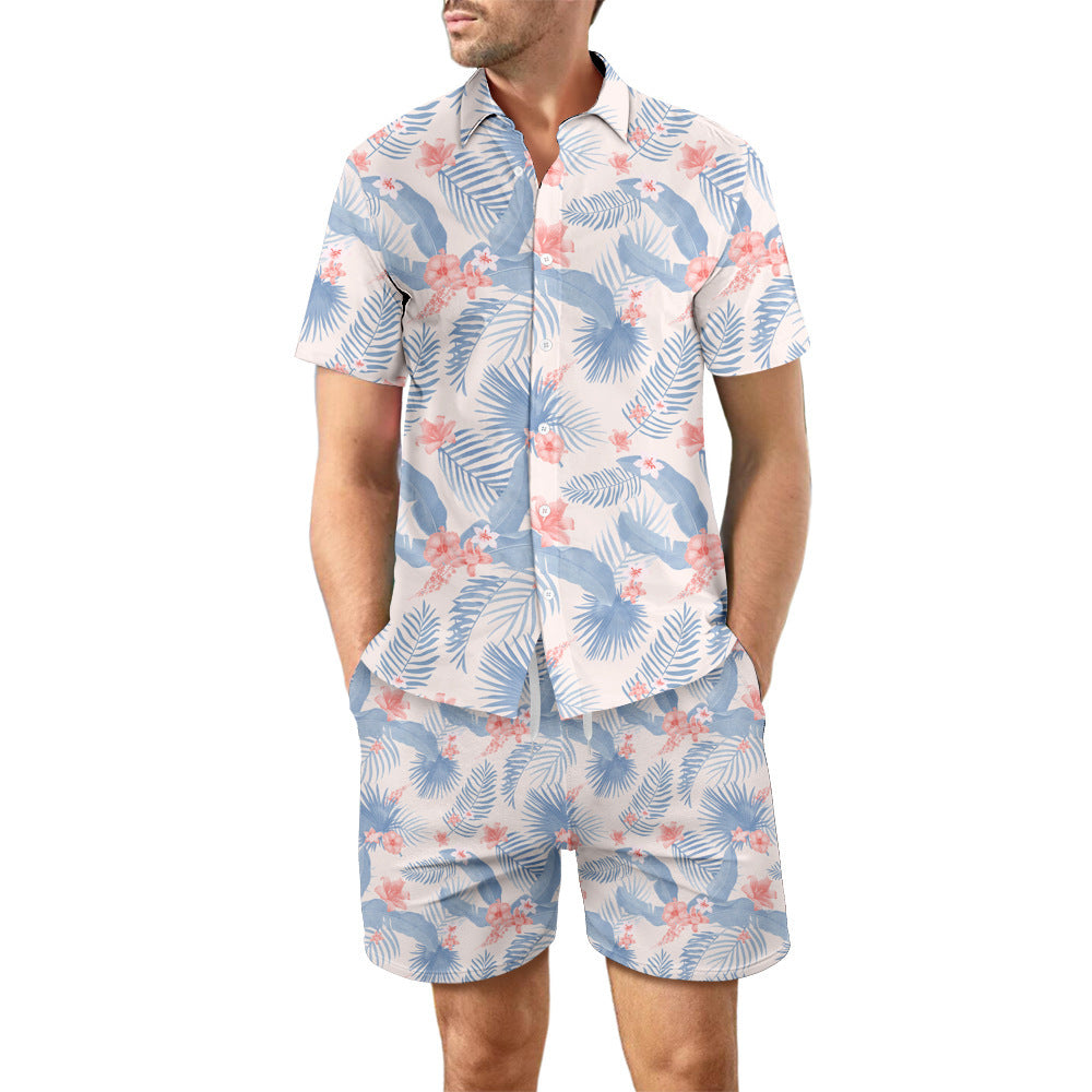 Printed Beach Shirt and Drawstring Pockets Shorts - Hipster Collections