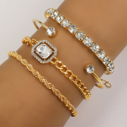 4 Pcs Crystal Bracelet Set Bohemian Design For Women - Hipster Collections