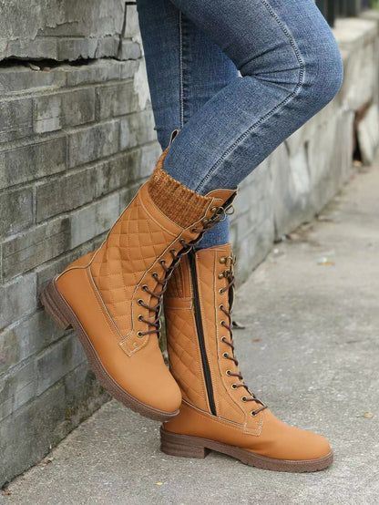 Solid Color Snow Boots Autumn And Winter Women's Mid-calf Flat Heel - Hipster Collections