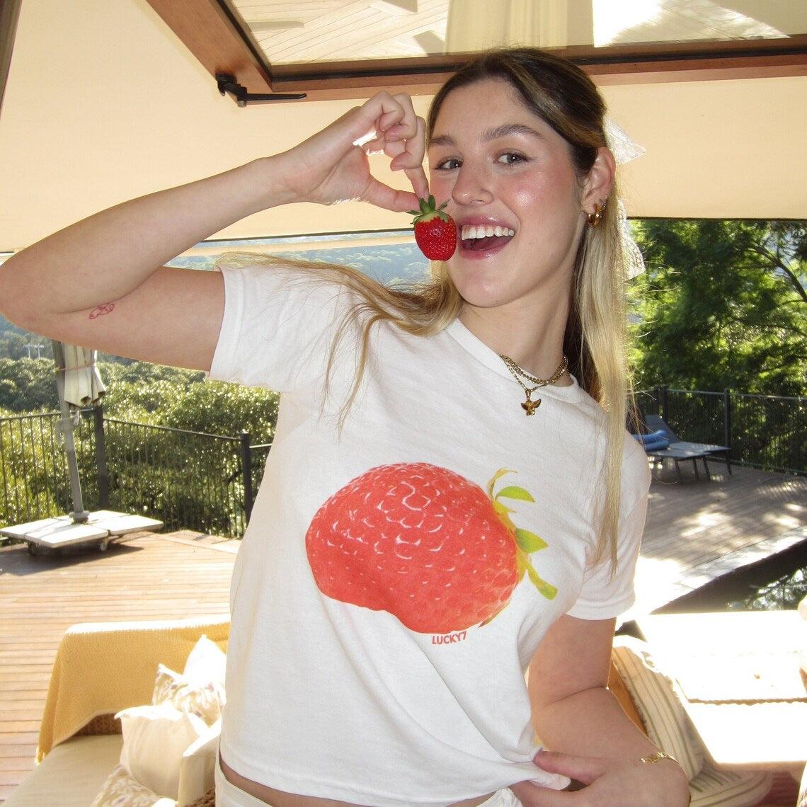 Women's Summer Lemon Strawberry Printed Short-sleeved Top T-shirt - Hipster Collections