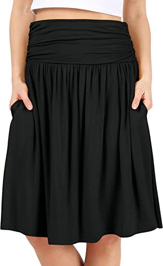 European And American Women's Clothing Pleated Elegant Midi Skirt