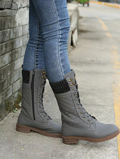 Solid Color Snow Boots Autumn And Winter Women's Mid-calf Flat Heel - Hipster Collections