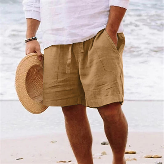 Men's Shorts Cotton And Linen Summer Drawstring Elastic - Hipster Collections