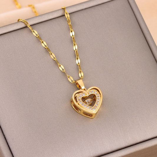 Double-layer Smart Love Pendant Titanium Steel Necklace - Hipster Collections