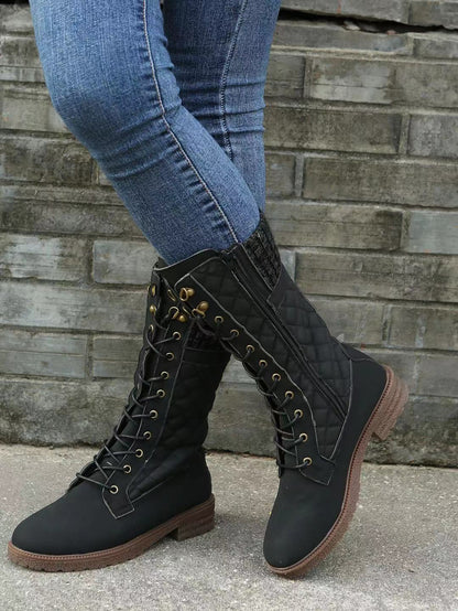 Solid Color Snow Boots Autumn And Winter Women's Mid-calf Flat Heel - Hipster Collections