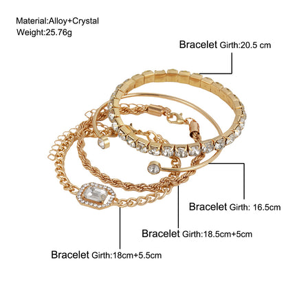 4 Pcs Crystal Bracelet Set Bohemian Design For Women - Hipster Collections