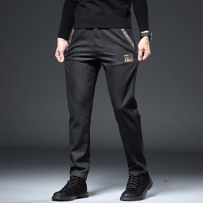 Embroidery Trend Slim Straight Pants Men