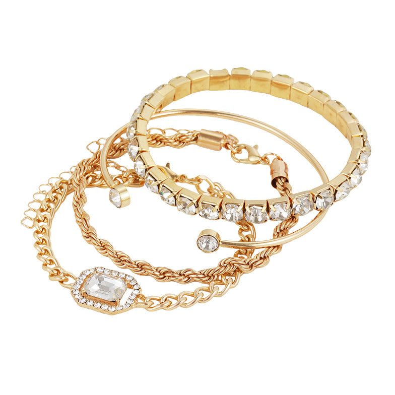 4 Pcs Crystal Bracelet Set Bohemian Design For Women - Hipster Collections