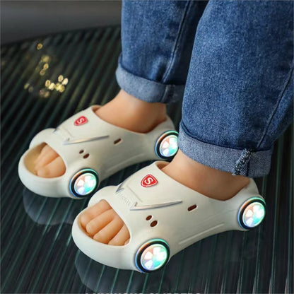 Unisex Kids Glowing Slippers Cartoon Car Sandals