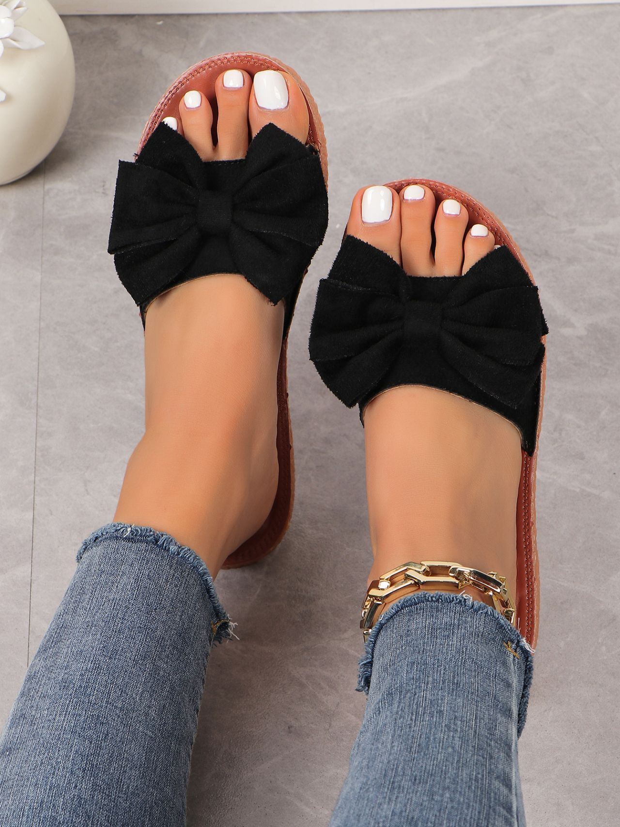 Women's Cute Platform Beach Bow Flat Slippers - Hipster Collections