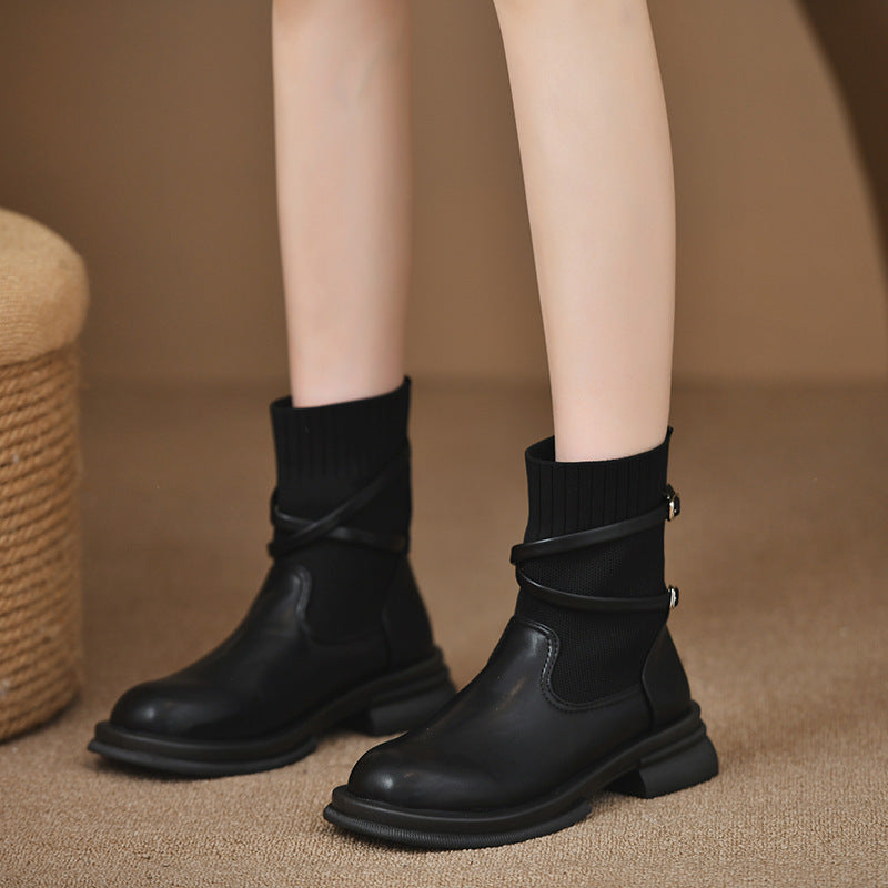 Retro Platform Knitted Martin Boots For Women - Hipster Collections