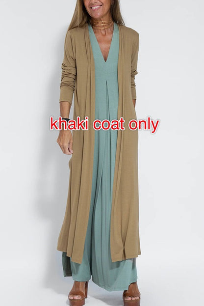 V-neck Sleeveless Dress with Long Cardigan Jacket Suit - Hipster Collections