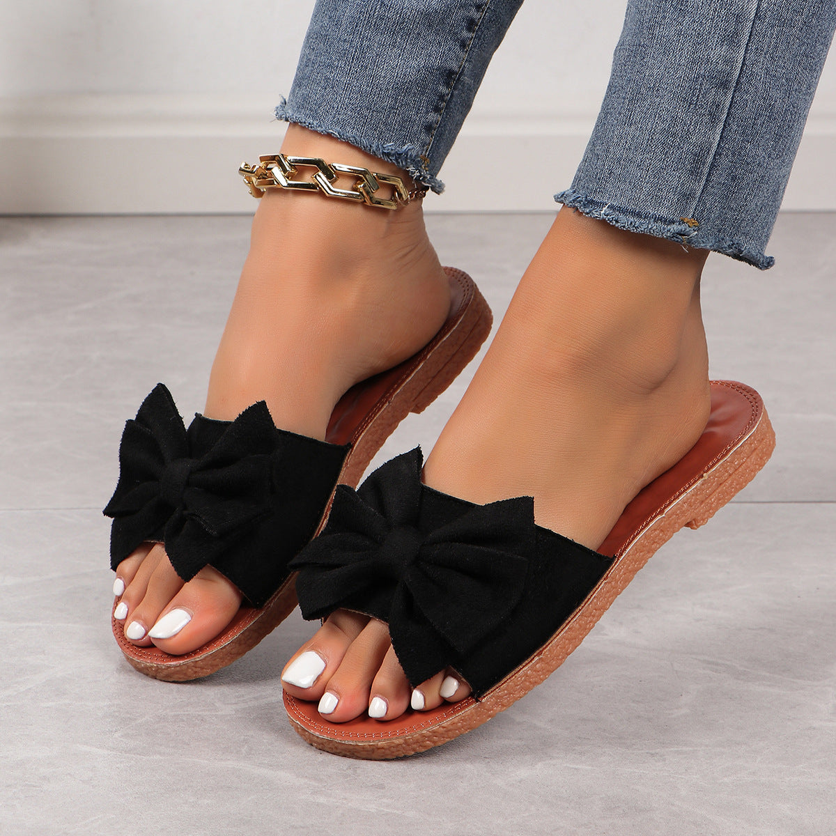 Women's Cute Platform Beach Bow Flat Slippers - Hipster Collections