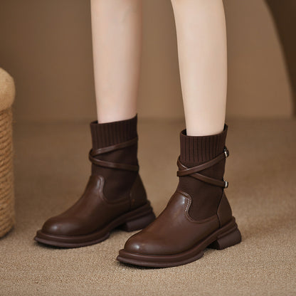 Retro Platform Knitted Martin Boots For Women - Hipster Collections