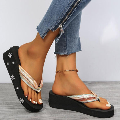 Women Slippers With Rhinestones - Hipster Collections