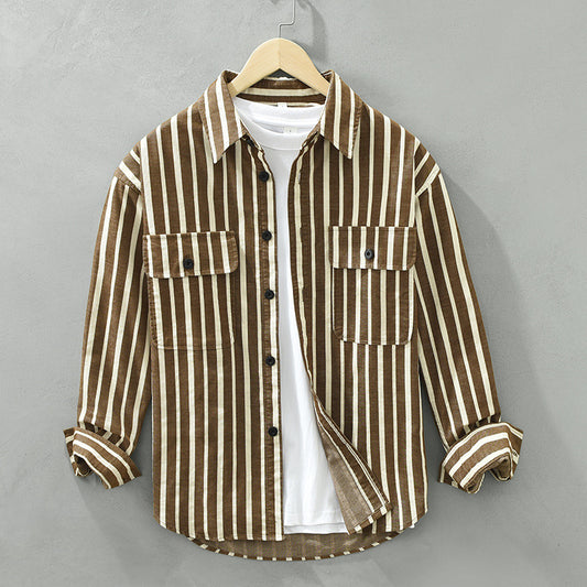 Young Men's Loose Re-work Striped Shirt - Hipster Collections