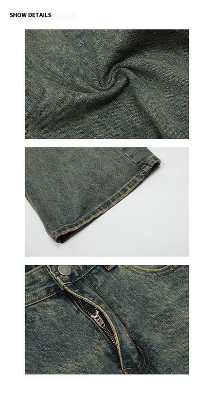 Loose All-match American Retro Distressed Wide-leg Jeans For Men