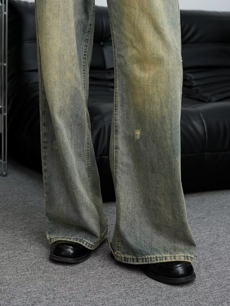 Loose All-match American Retro Distressed Wide-leg Jeans For Men