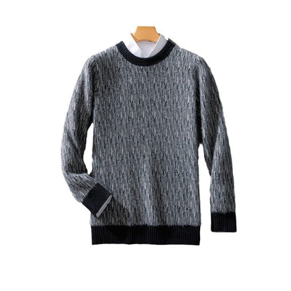 Pure Wool Men's Round Neck Loose Pullover Knitwear Business Thickened Underwear Sweater - Hipster Collections