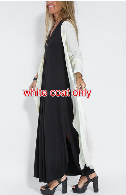 V-neck Sleeveless Dress with Long Cardigan Jacket Suit - Hipster Collections