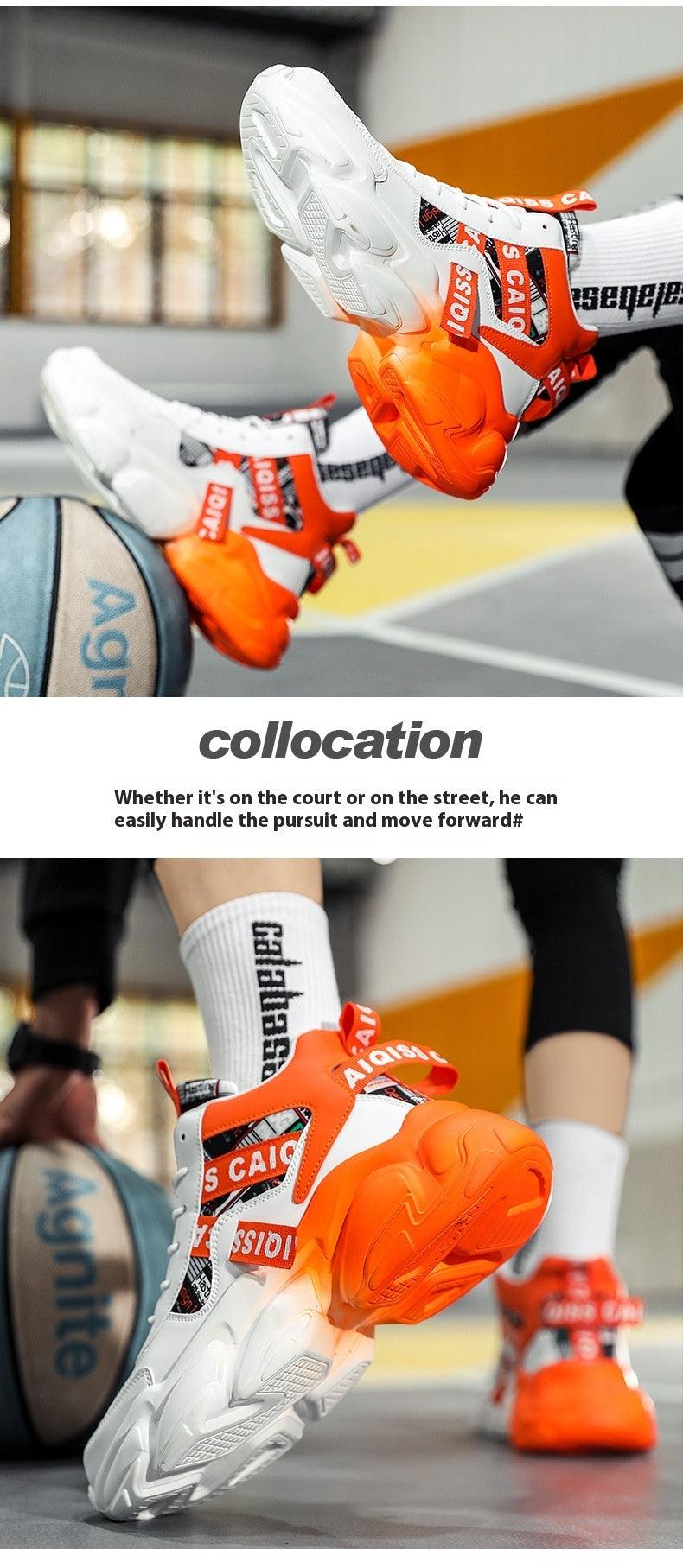 High-top Leather Basketball Shoes Velvet Warm Cotton Shoes Heighten Casual Shoes - Hipster Collections