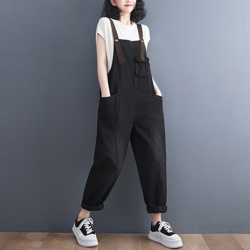 Women's Korean Version Of The New Spot Strap Spring Jeans - Hipster Collections