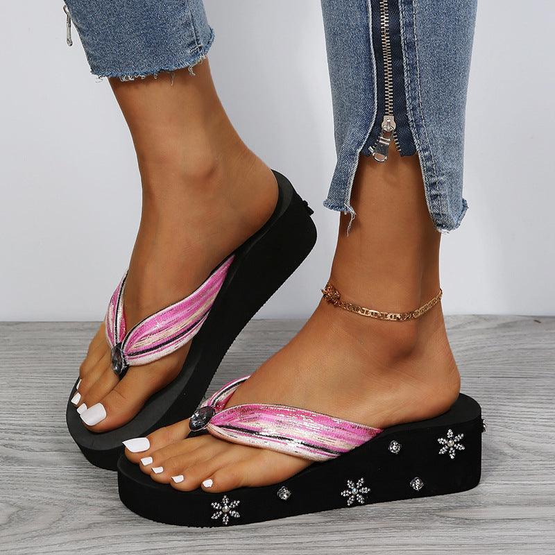 Women Slippers With Rhinestones - Hipster Collections