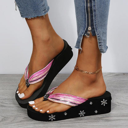 Women Slippers With Rhinestones - Hipster Collections