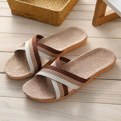 Linen Slippers Home Couple Indoor Wooden Floor Home Thick-soled - Hipster Collections